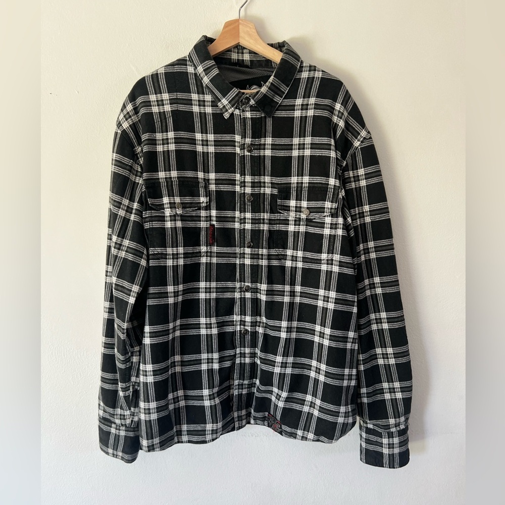 Speed & Strength Black Nine Kevlar‎ Aramid Reinforced Black Plaid Moto Shirt